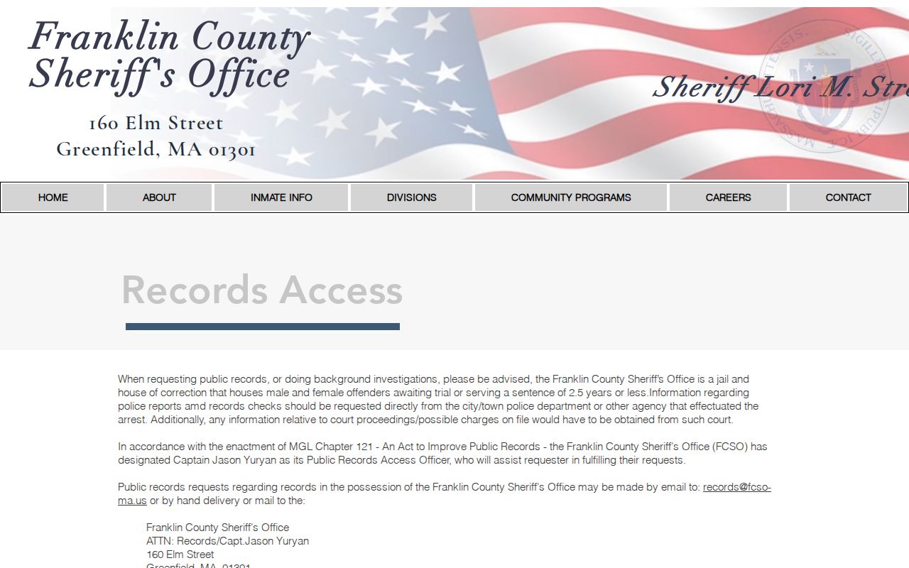 Franklin County released inmate records access page