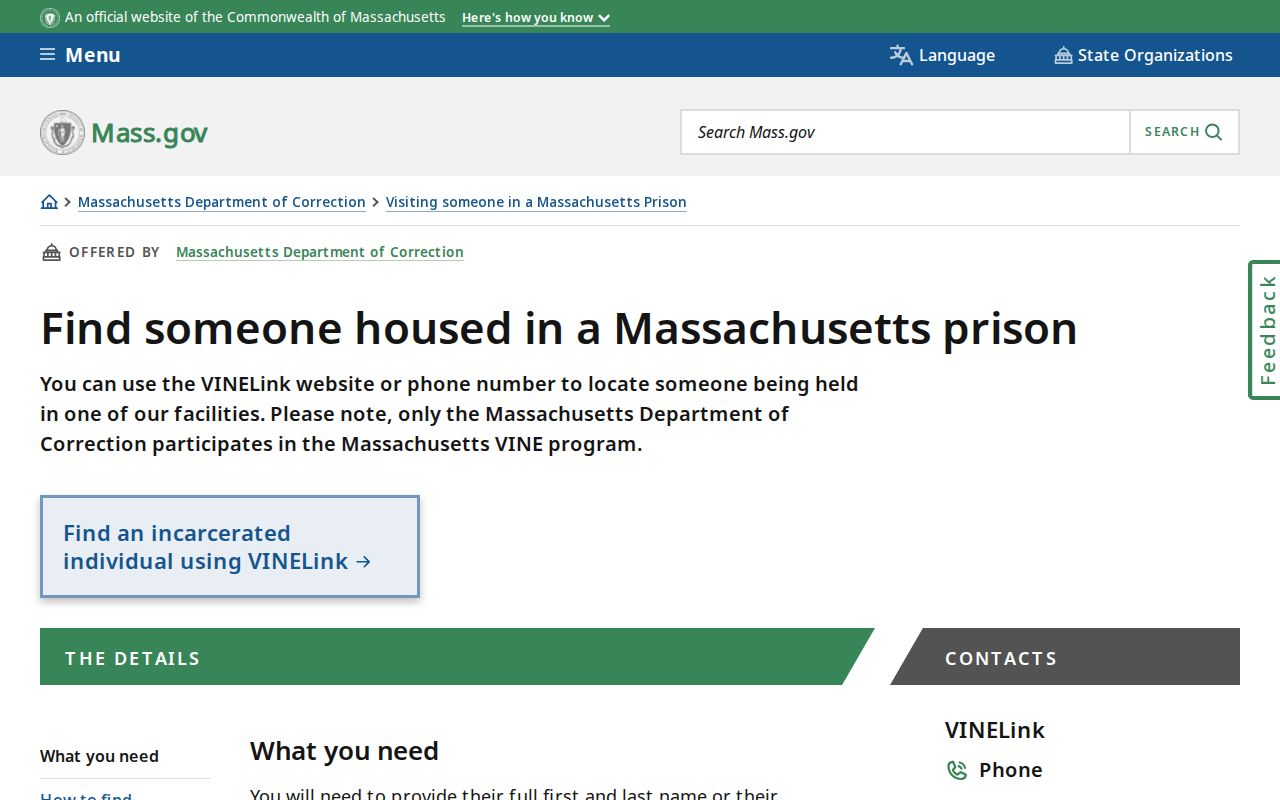 Massachusetts prison locator for Franklin County released inmate research