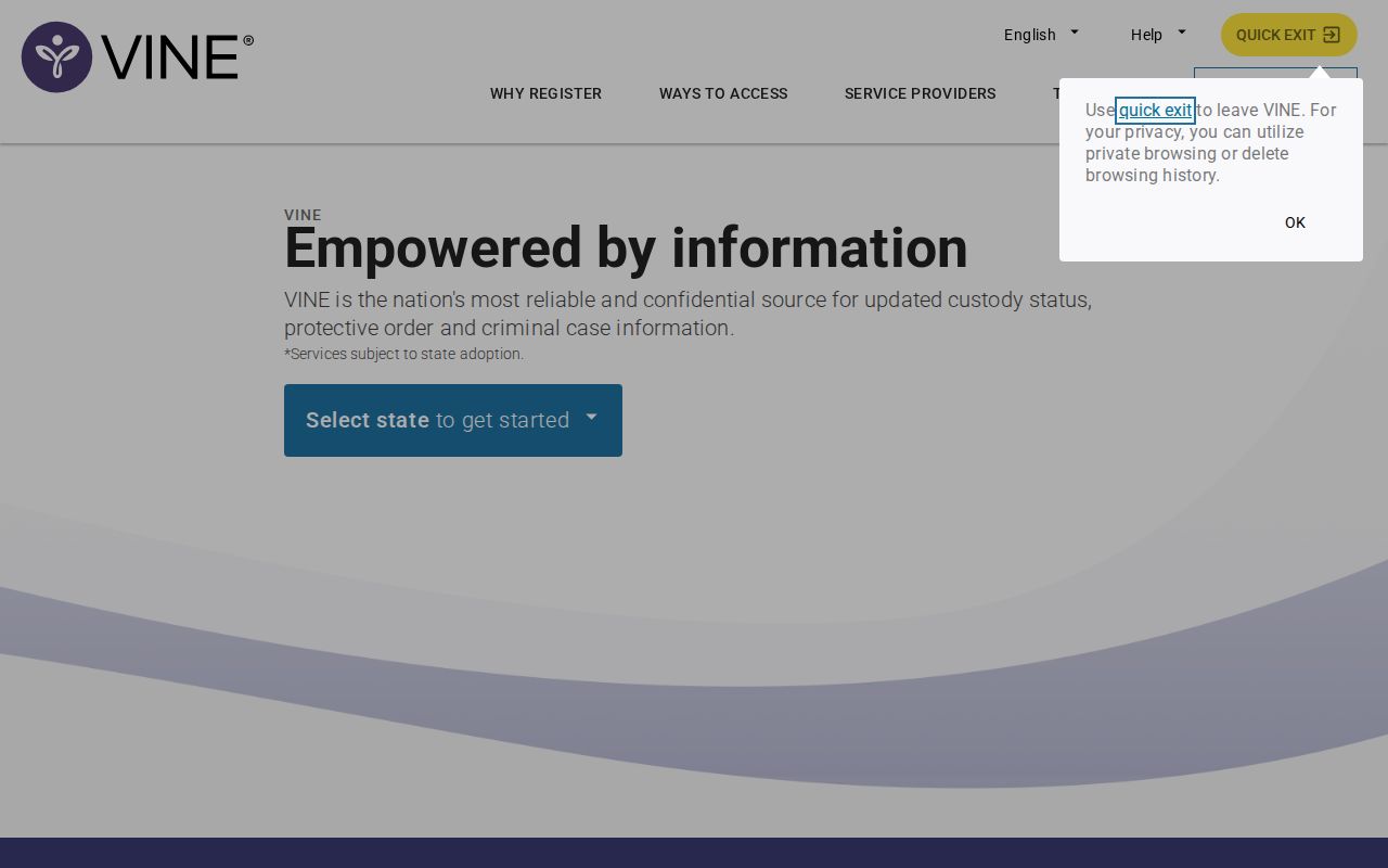 Franklin County VINELink inmate check Massachusetts selection screen