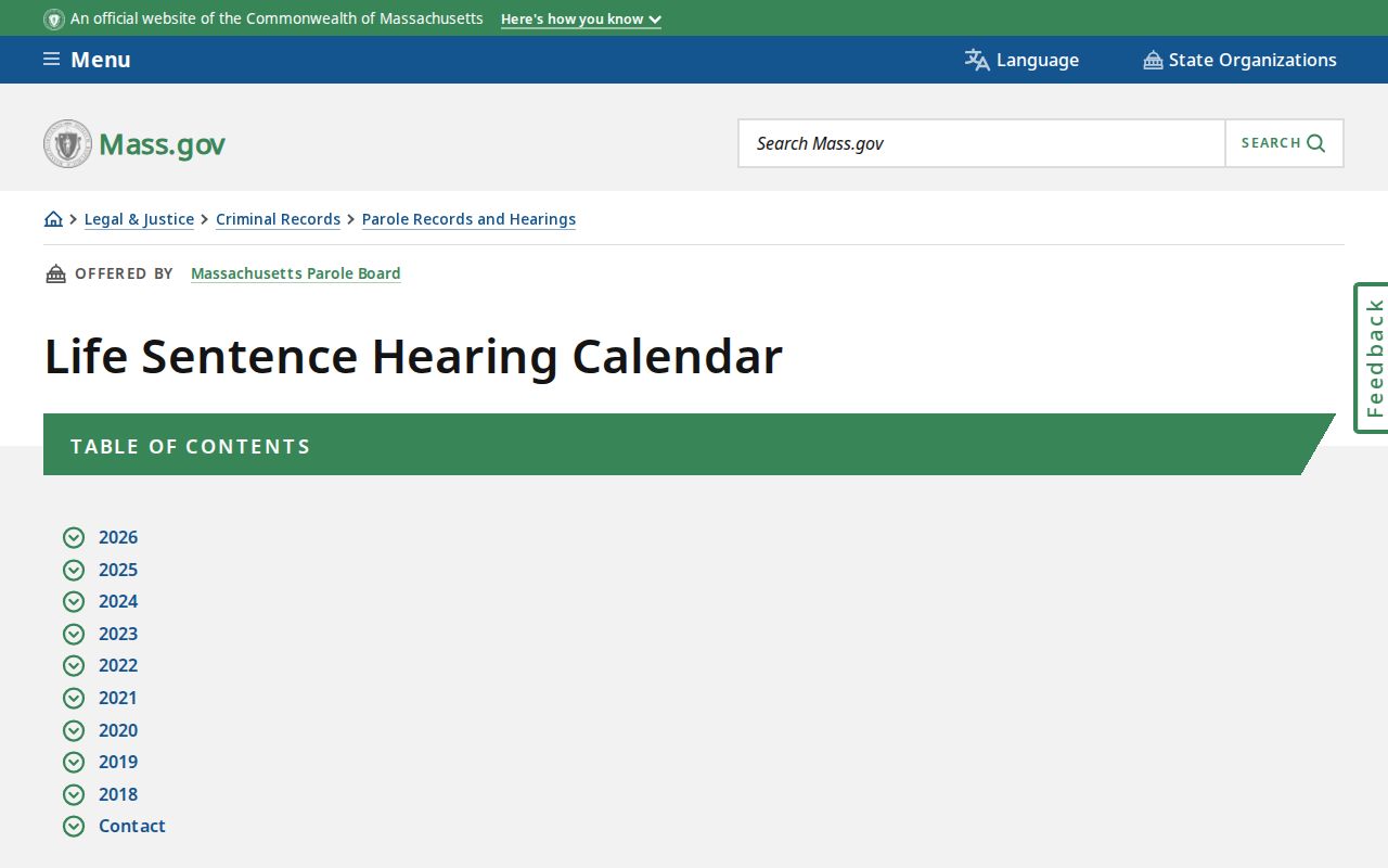 Franklin County parole release hearing calendar route
