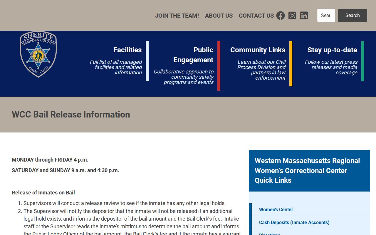 Franklin County linked WCC bail and release processing information