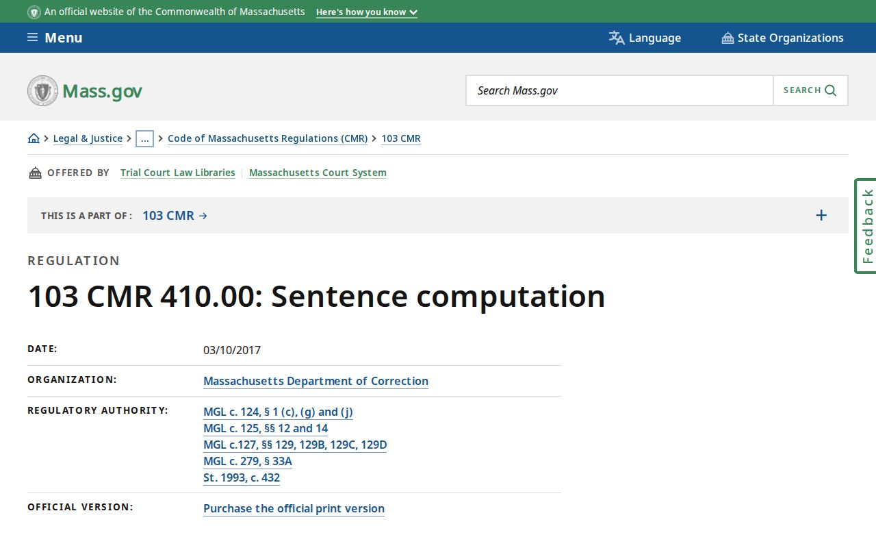 Franklin County projected release date final MA DOC verification rules