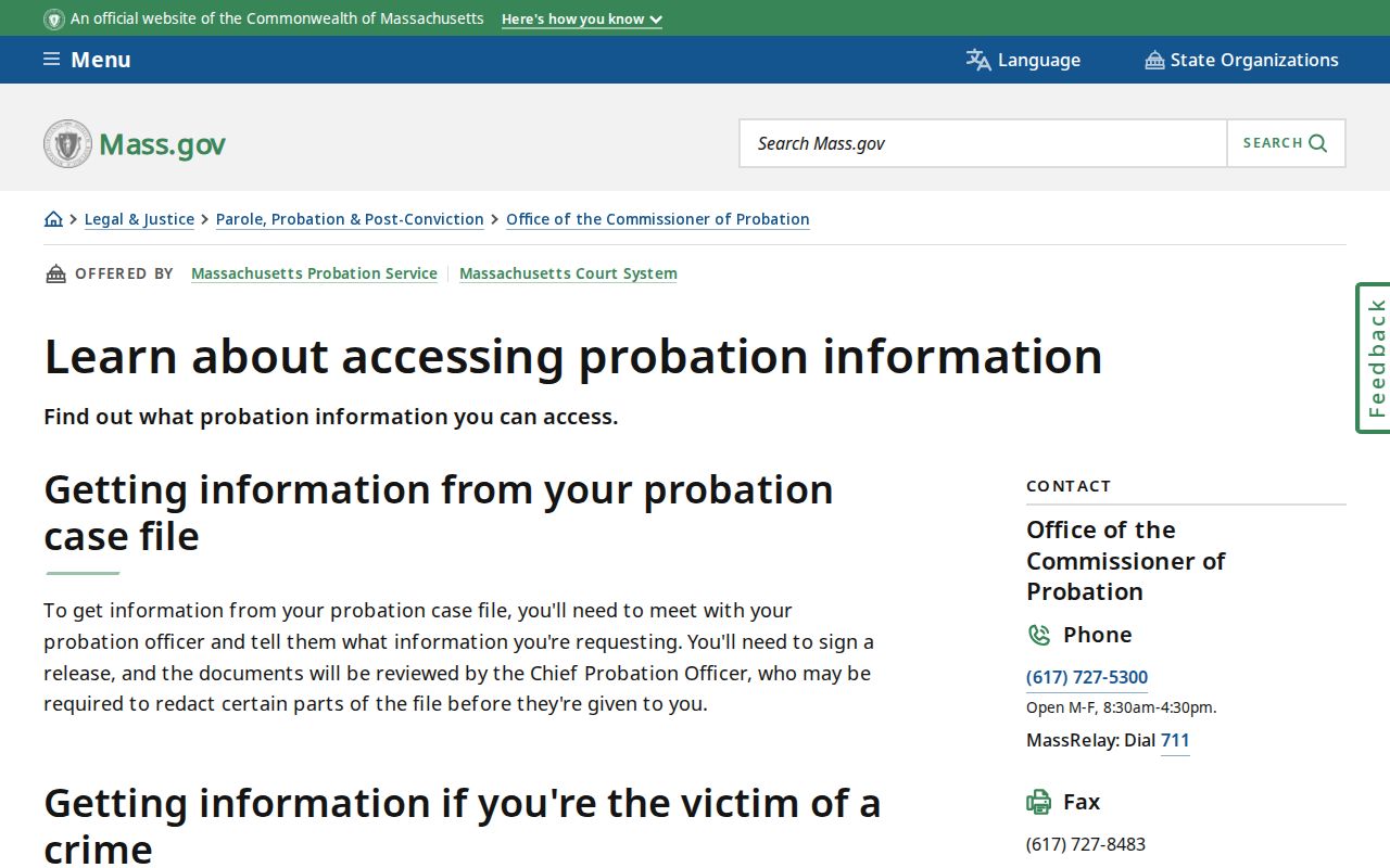 Franklin County probation release information access limits